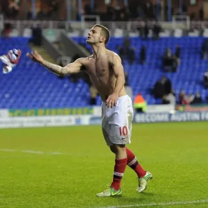 Jack Wilshere Celebrates with Fans: Reading vs Arsenal, Premier League 2012-13