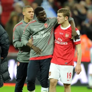 Jack Wilshere is consoled by Emmanuel Eboue (Arsenal) at full time. Arsenal 1 Jack Wilshere is consoled by Emmanuel Eboue (Arsenal) at full time. Arsenal 1