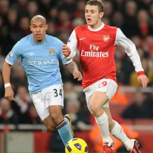 Jack Wilshere vs. Nigel De Jong: A Battle of Midfield Titans at Emirates Stadium (Arsenal 0:0 Manchester City, Barclays Premier League)