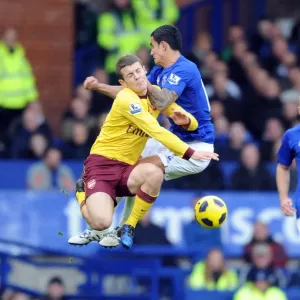 Jack Wilshere vs. Tim Cahill: Arsenal's Victory over Everton in the Barclays Premier League, 14/11/2010