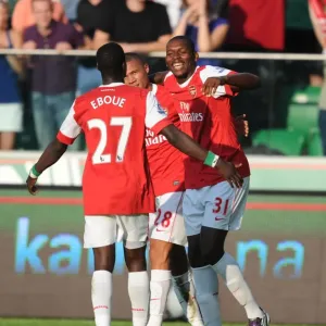 Jay Emmanuel Thomas celebrates scoring the 5th Arsenal goal with Kieran Gibbs Jay Emmanuel Thomas celebrates scoring the 5th Arsenal goal with Kieran Gibbs