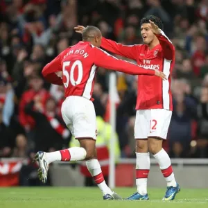 Jay Simpson celebrates scoring the 2nd Arsenal goal with Carlos Vela