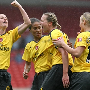 Jayne Ludlow celebrates scoring her 1st goal Arsenals 2nd with Kelly Smith