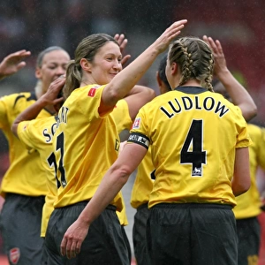 Jayne Ludlow celebrates scoring her 1st goal Arsenals 2nd with Ciara Grant