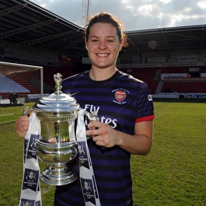 Jennifer Beattie (Arsenal) with the FA Cup Trophy. Arsenal Ladies 3: 0 Bristol Academy