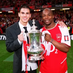 Jeremie Aliadiere and Sylvain Wiltord (Arsenal) with the FA Cup Trophy Jeremie Aliadiere and Sylvain Wiltord (Arsenal) with the FA Cup Trophy