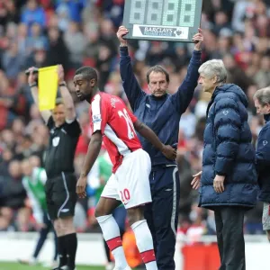 Johan Djourou (Arsenal) comes on as a substitute. Arsenal 4: 0 Fulham, Barclays Premier League Johan Djourou (Arsenal) comes on as a substitute. Arsenal 4: 0 Fulham, Barclays Premier League