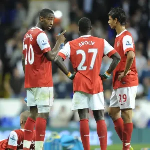 Johan Djourou, Marouane Chamakh and Emmanuel Eboue (Arsenal). Tottenham Hotspur 1 Johan Djourou, Marouane Chamakh and Emmanuel Eboue (Arsenal). Tottenham Hotspur 1