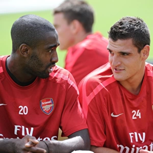 Johan Djourou and Vito Mannone (Arsenal). Arsenal Training Ground, London Colney