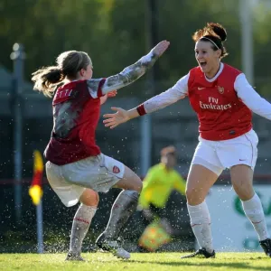 Julie Fleeting celebrates scoring Arsenals 2nd goal with Kim Little Julie Fleeting celebrates scoring Arsenals 2nd goal with Kim Little