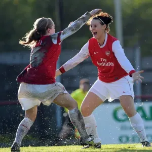 Julie Fleeting and Kim Little: Celebrating Arsenal's Second Goal in UEFA Champions League Victory Julie Fleeting and Kim Little: Celebrating Arsenal's Second Goal in UEFA Champions League Victory
