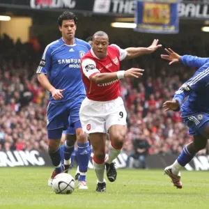 Julio Baptista (Arsenal) Lassana Diarra and Michael Ballack (Chelsea)