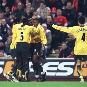 Julio Baptista celebrates scoring his 1st goal Arsenals 2nd with Kolo Toure