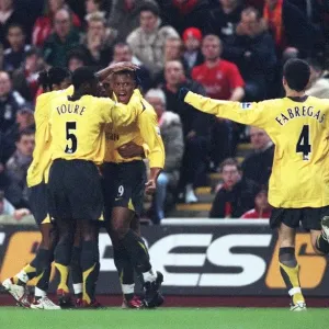 Julio Baptista celebrates scoring his 1st goal Arsenals 2nd with Kolo Toure
