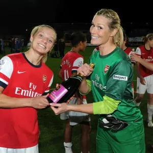 Katie Chapman and Emma Byrne (Arsenal) celebrate after the match. Arsenal Ladies 1 Katie Chapman and Emma Byrne (Arsenal) celebrate after the match. Arsenal Ladies 1