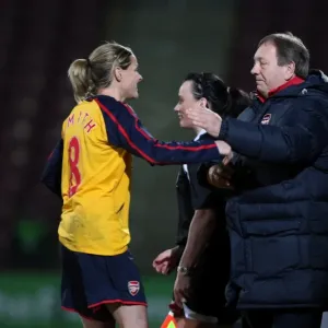 Kelly Smith's Emotional Farewell: Celebrating Victory with Manager Akers in Arsenal Ladies FA Premier League Cup Final Kelly Smith's Emotional Farewell: Celebrating Victory with Manager Akers in Arsenal Ladies FA Premier League Cup Final