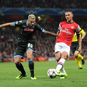 Kieran Gibbs (Arsenal) Valon Behrami (Napoli). Arsenal 2: 0 Napoli. UEFA Champions League