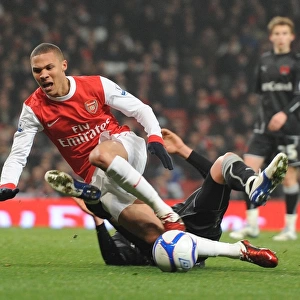 Kieran Gibbs is tripped for the Arsenla penalty buy Orients Alex Revell