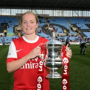 Kim Little (Arsenal) with the FA Cup Trophy. Arsenal Ladies 2: 0 Bristol Academy