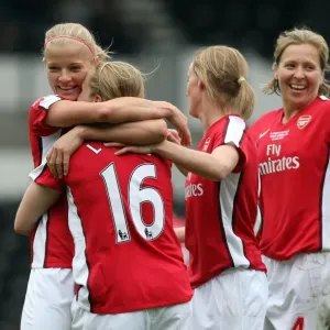 Kim LIttle celebrates scoring Arsenals 2nd goal with