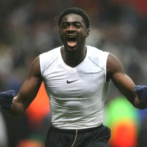 Kolo Toure celebrates the Arsenal victory after the match