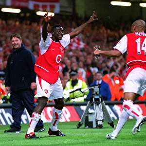 Kolo Toure celebrates with Thierry Henry (Arsenal) after the match