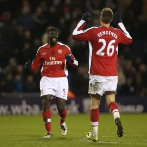 Kolo Toure & Nicklas Bendtner celebrate the 3rd Arsenal goal