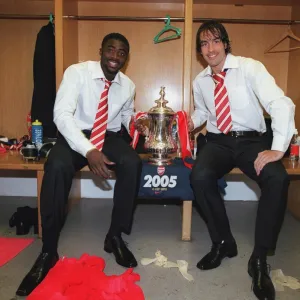 Kolo Toure and Robert Pires (Arsenal) with the FA Cup after the match