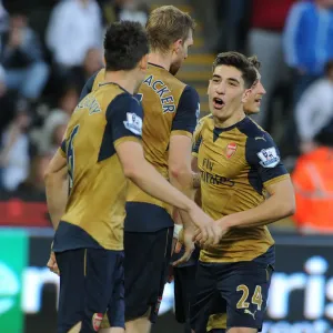 Koscielny Scores and Arsenal Celebrate: A Memorable Moment from Swansea City vs Arsenal (October 2015)