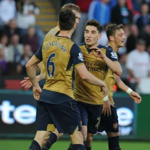 Koscielny Scores Second Goal: Arsenal's Victory Celebration vs Swansea City (2015-16)