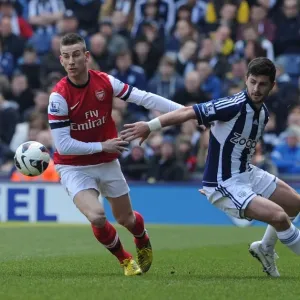 Koscielny Stands Firm Against Long: West Bromwich Albion vs Arsenal, Premier League 2012-13 Koscielny Stands Firm Against Long: West Bromwich Albion vs Arsenal, Premier League 2012-13