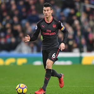 Koscielny's Intense Focus: Arsenal's Defender in Action against Burnley, Premier League 2017-18