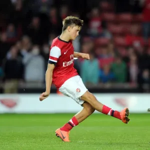 Kristoffer Olsson scores for Arsenal from the penalty spot during the shoot out Kristoffer Olsson scores for Arsenal from the penalty spot during the shoot out