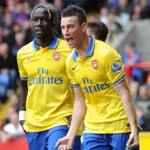 Laurent Koscielny and Bacary Sagna celebrate Arsenals 1st goal. Crystal Palace 0: 2 Arsenal