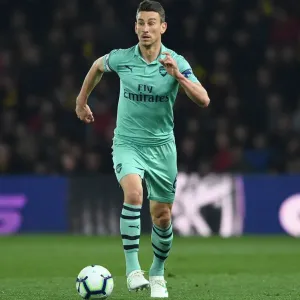 Laurent Koscielny Focuses in Arsenal's Victory Against Watford (Watford v Arsenal, Premier League 2018-19)