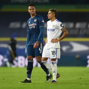 Leeds United vs. Arsenal: Gabriel Magalhaes and Raphinha Share a Moment After Intense Premier League Clash