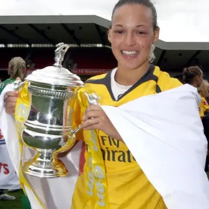 Lianne Sanderson (Arsenal) with the FA Cup Trophy Lianne Sanderson (Arsenal) with the FA Cup Trophy