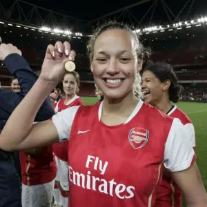 Lianne Sanderson (Arsenal) with her league medal Lianne Sanderson (Arsenal) with her league medal