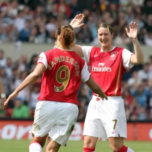 Lianne Sanderson celebrates scoring Arsenals 3rd goal Lianne Sanderson celebrates scoring Arsenals 3rd goal