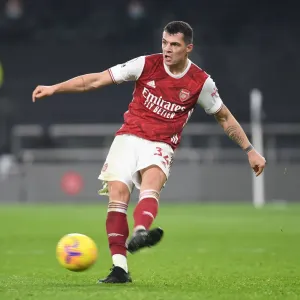 London Derby: Granit Xhaka in Action for Arsenal against Tottenham Hotspur, Premier League 2020-21 London Derby: Granit Xhaka in Action for Arsenal against Tottenham Hotspur, Premier League 2020-21