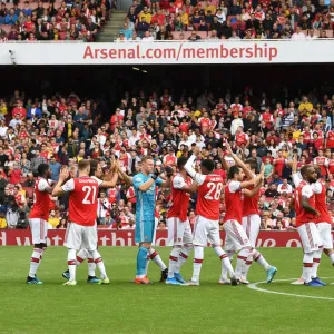 LONDON, ENGLAND - JULY 28: The Arsenal team line up before the Emirates Cup match between Arsenal LONDON, ENGLAND - JULY 28: The Arsenal team line up before the Emirates Cup match between Arsenal