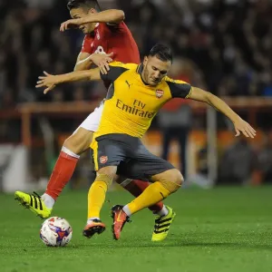 Lucas Perez (Arsenal) Chris Cohen (Forest). Nottingham Forest 0: 4 Arsenal. EPL League Cup Lucas Perez (Arsenal) Chris Cohen (Forest). Nottingham Forest 0: 4 Arsenal. EPL League Cup