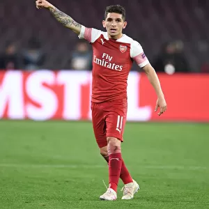 Lucas Torreira in Action: Arsenal vs. Napoli - UEFA Europa League Quarterfinal, Naples (2019)