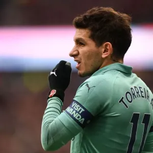 Lucas Torreira in Action: West Ham United vs. Arsenal FC, Premier League 2018-19 Lucas Torreira in Action: West Ham United vs. Arsenal FC, Premier League 2018-19