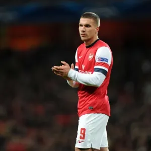 Lukas Podolski in Action: Arsenal vs Montpellier, UEFA Champions League, 2012 Lukas Podolski in Action: Arsenal vs Montpellier, UEFA Champions League, 2012