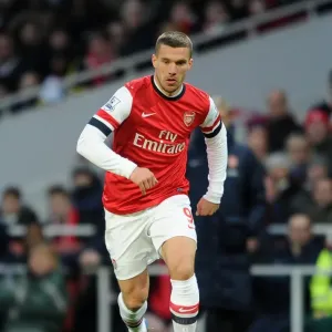 Lukas Podolski (Arsenal). Arsenal 2: 0 Fulham. Barclays Premier League. Emirates Stadium, 18 / 1 / 14 Lukas Podolski (Arsenal). Arsenal 2: 0 Fulham. Barclays Premier League. Emirates Stadium, 18 / 1 / 14
