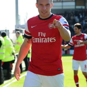 Lukas Podolski (Arsenal) at the end of the match. Fulham 0: 1 Arsenal. Barclays Premier League