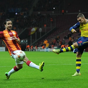 Lukas Podolski Scores First Arsenal Goal in Champions League Against Galatasaray, Istanbul 2014