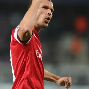 Lukas Podolski Scores First Arsenal Goal in UEFA Champions League Win against Montpellier (September 2012) Lukas Podolski Scores First Arsenal Goal in UEFA Champions League Win against Montpellier (September 2012)
