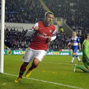 Lukas Podolski Scores First Goal for Arsenal: Reading vs. Arsenal, 2012-13 Premier League